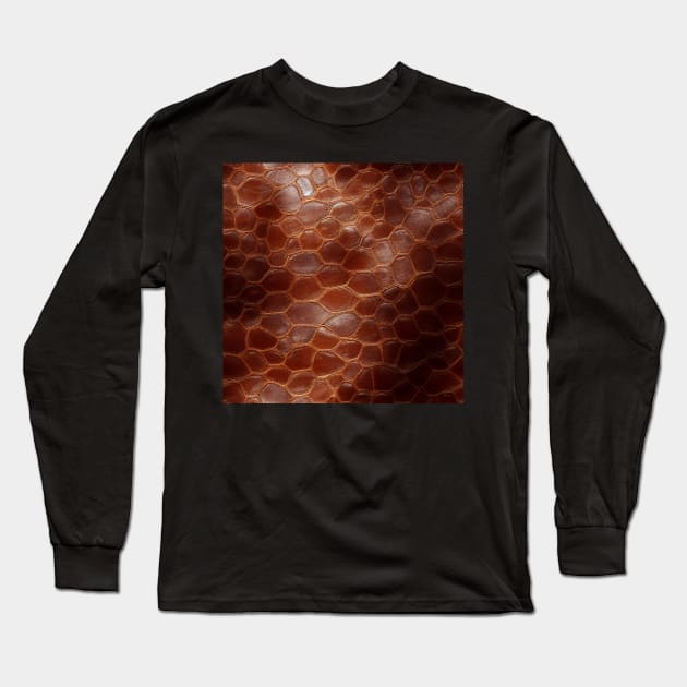 Brown Imitation leather, natural and ecological leather print #28 Long Sleeve T-Shirt by Endless-Designs